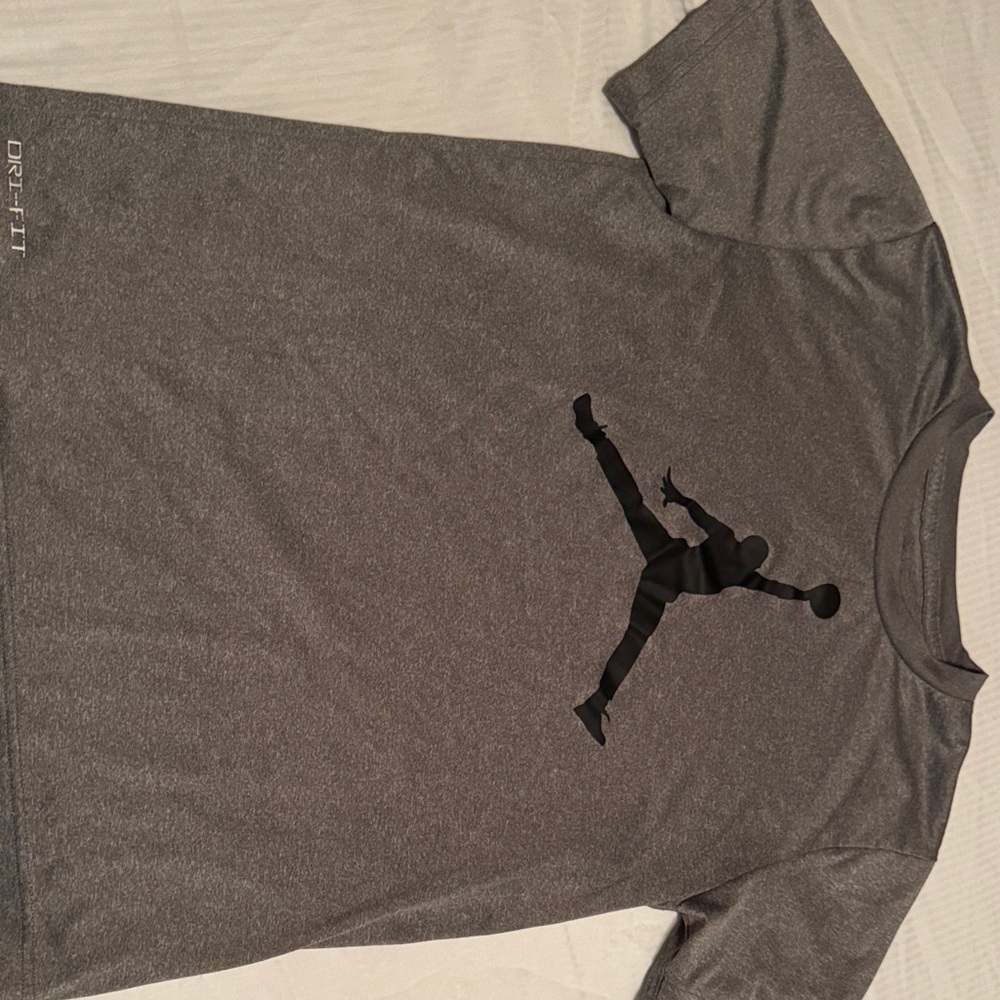 Jordan Men's Heather Gray Tee with Black Logo